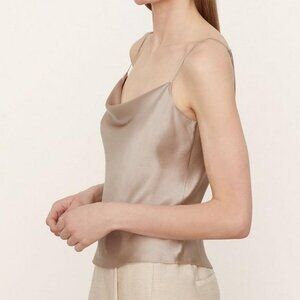 Vince | Silk Draped Bias Cut Cowl Neck Camisole in Smokey Quartz | Large EUC